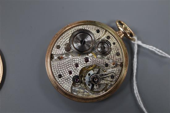 A 1930s 9ct Rolex dress pocket watch, with Arabic dial and subsidiary seconds, case numbered 1003752 1626, gross weight 39.6 grams.